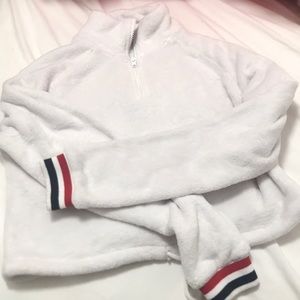 Fluffy white sweater